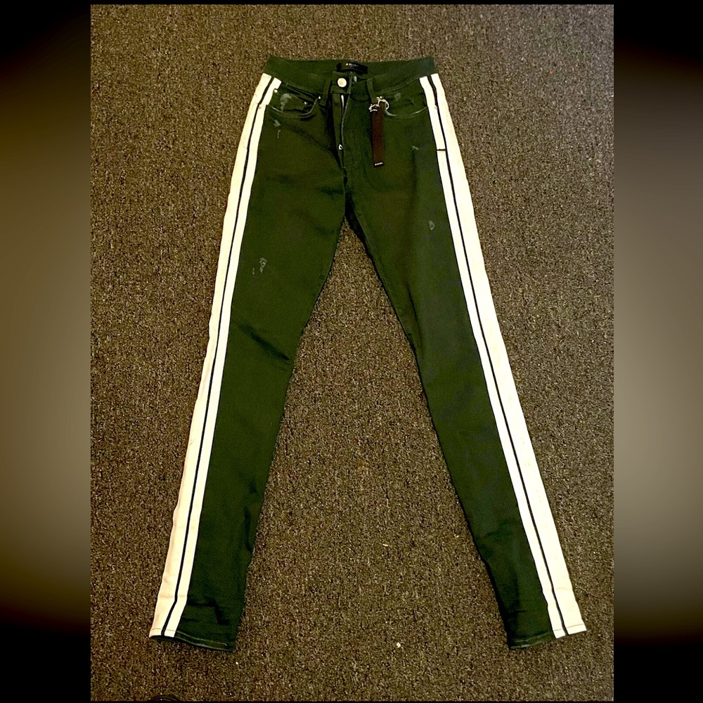 MIKE AMIRI JEANS SIZE 30 100% Authentic worn 1x Forest Green white striped